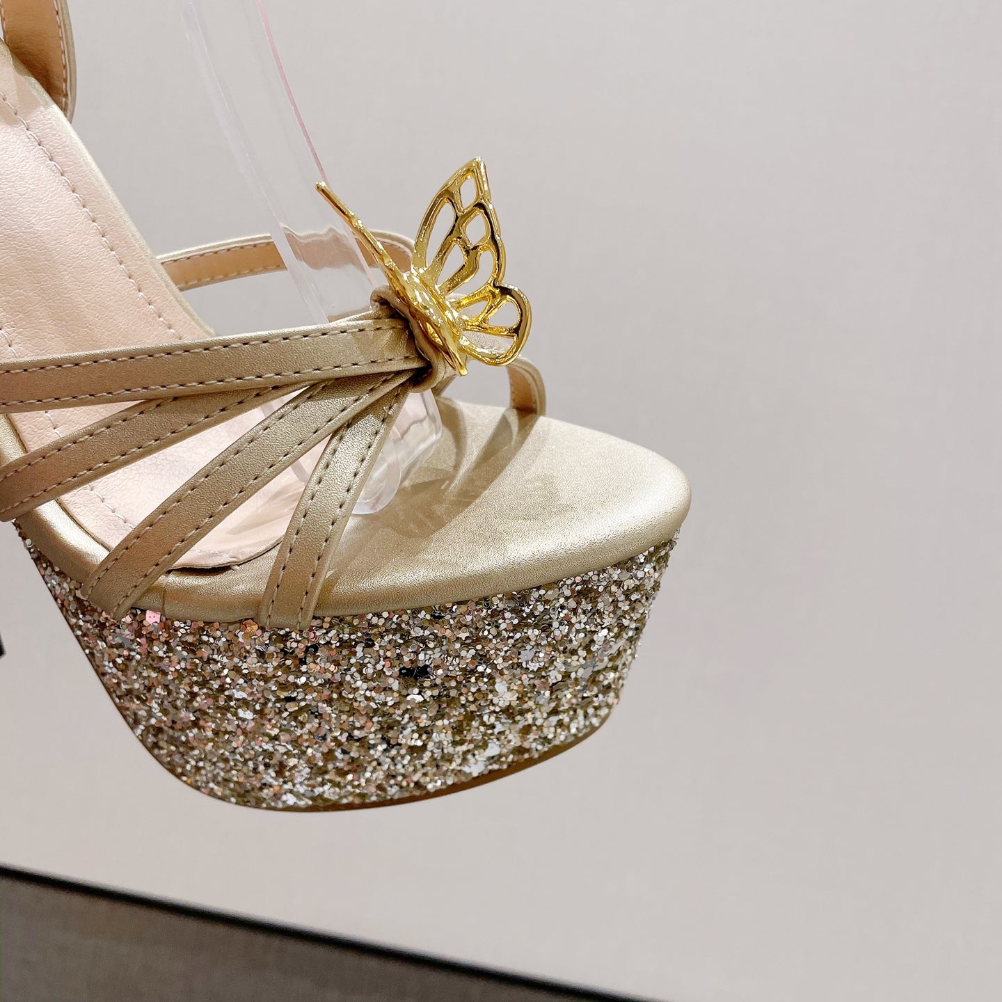 Jaela Glitter Butterfly Platform Heels
