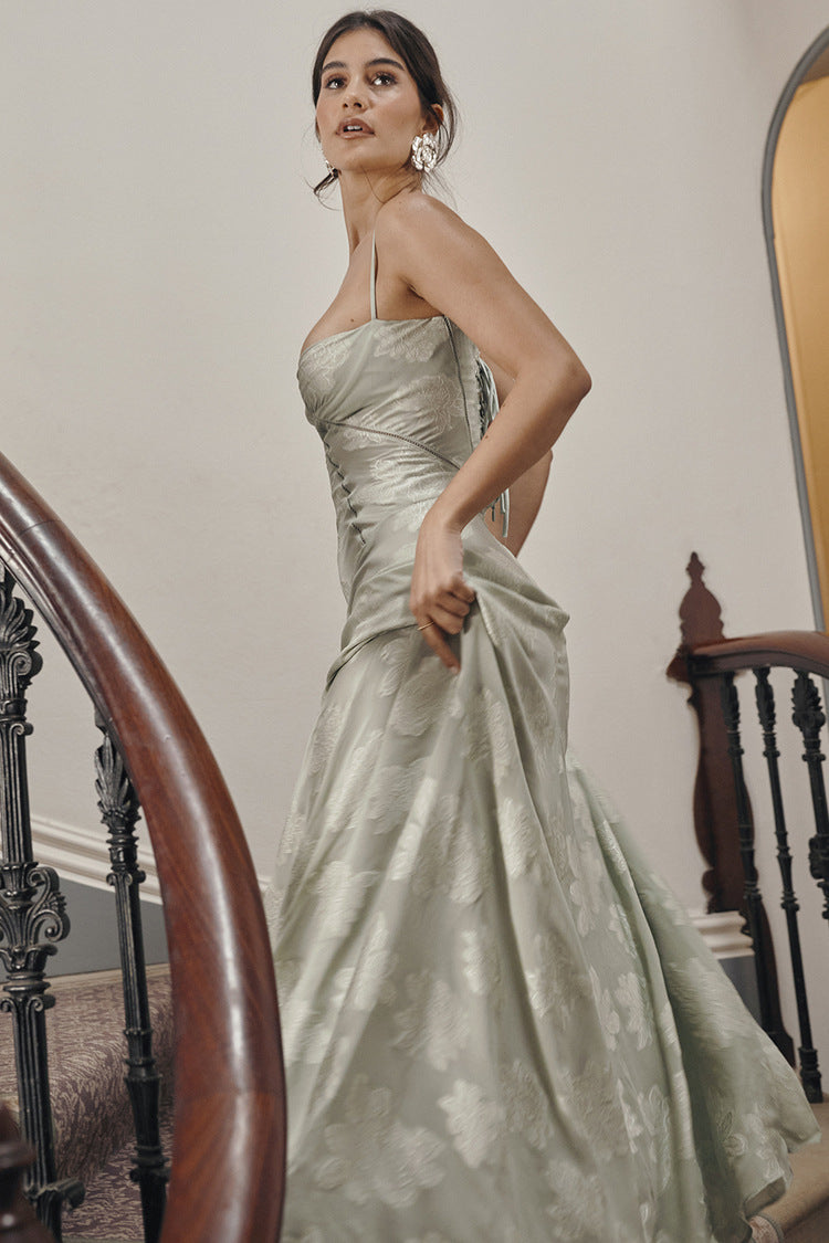 Aurora Floral Lace Maxi Dress in Green