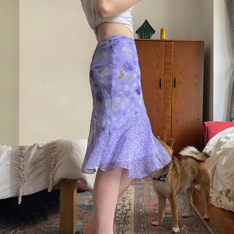 Rinoa Floral Mesh Midi Skirt