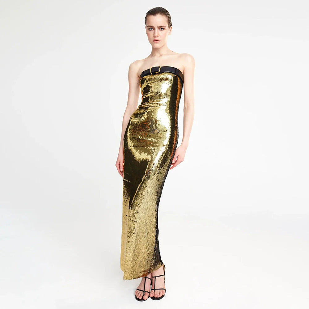 Tiara Sequin Maxi Dress with Belt