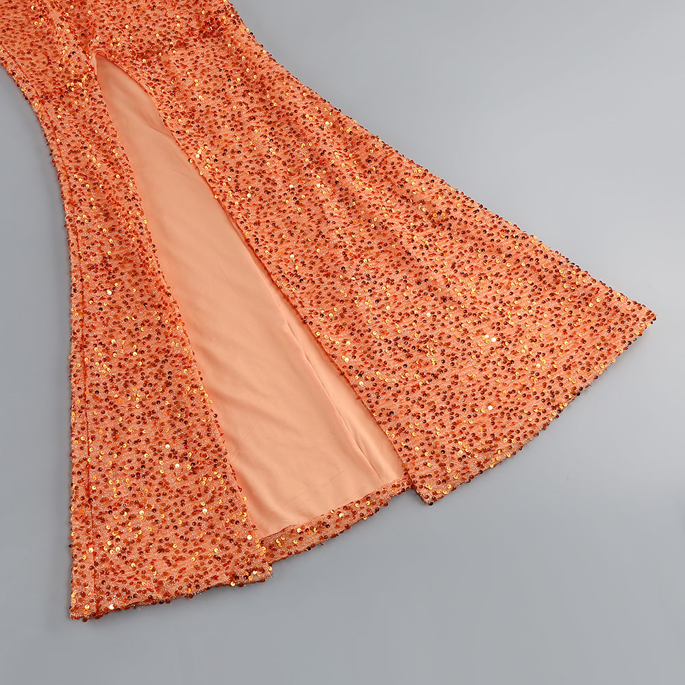 Noel Sequin Slit Maxi Dress