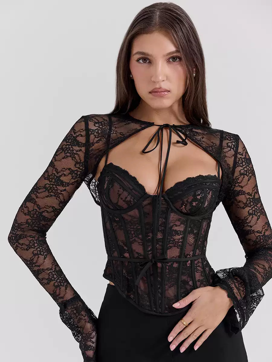 Saige Lace Corset Top Set