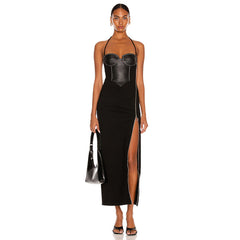 Sriya Faux Leather Midi Dress