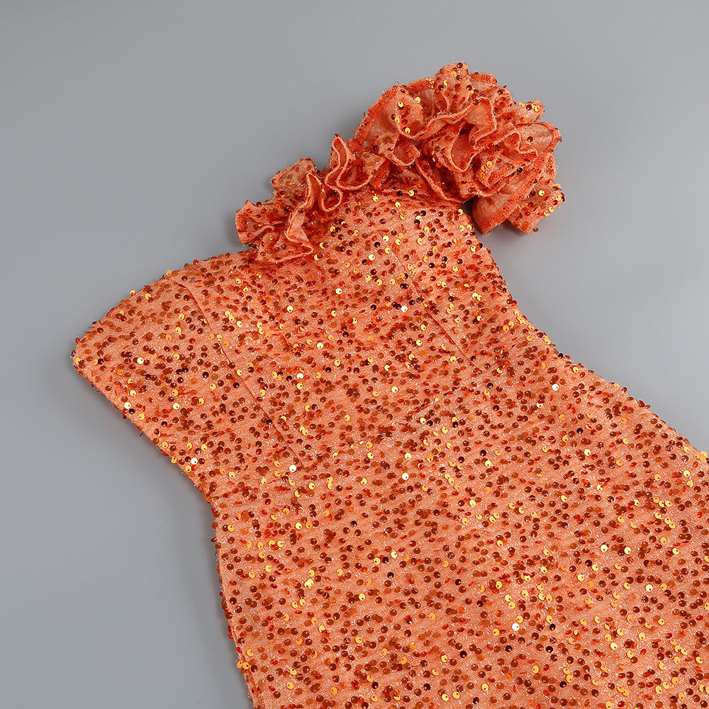 Noel Sequin Slit Maxi Dress