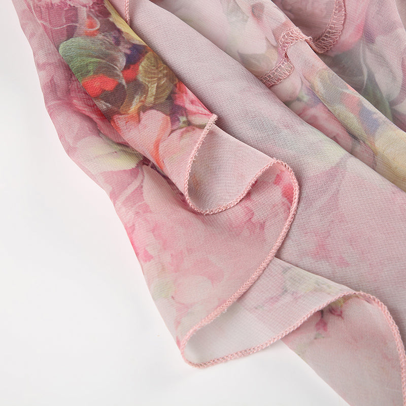Lyra Asymmetric Floral Ruffle Skirt