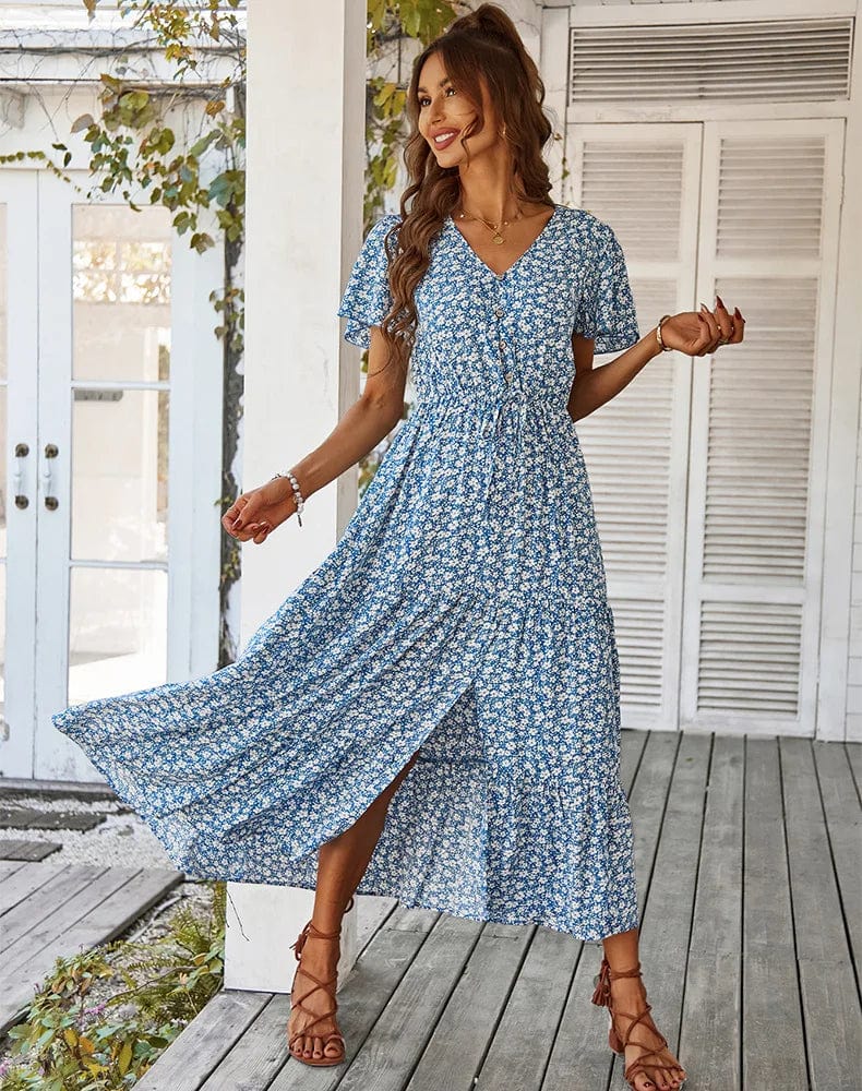 Vintage floral print maxi dress