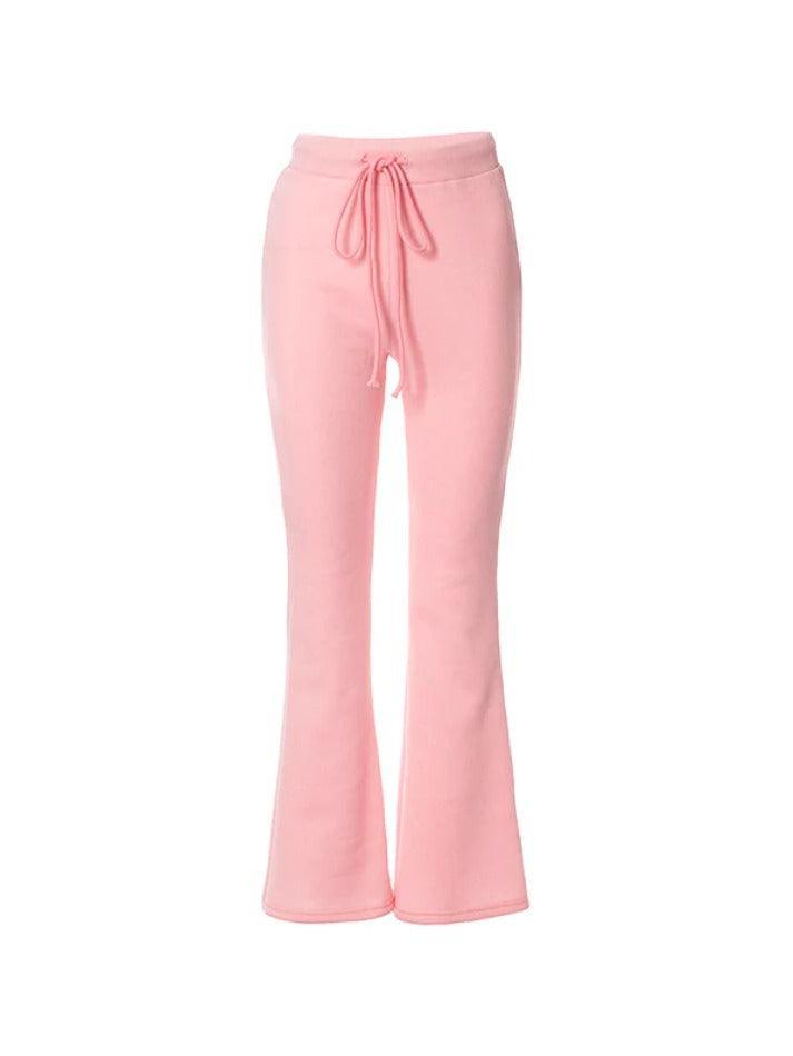 Solid Drawstring Flare Leg Pants - HouseofHalley