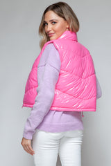 Chaleco acolchado brillante de cuello alto con cremallera Snobbish