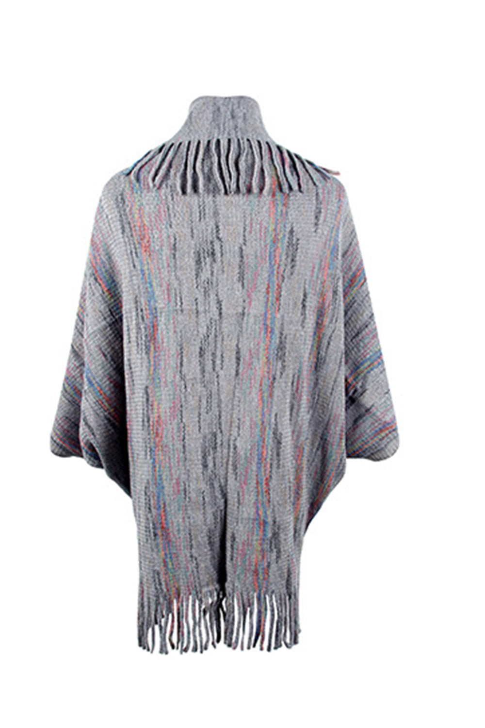Poncho estampado con detalle de flecos