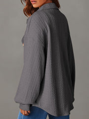 Strukturierte Hemdjacke mit langen Ärmeln und Knopfleiste