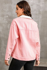 Jeansjacke mit Druckknöpfen und überschnittener Schulter