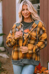 Karierte Jacke mit Kapuze und Knopfleiste vorne