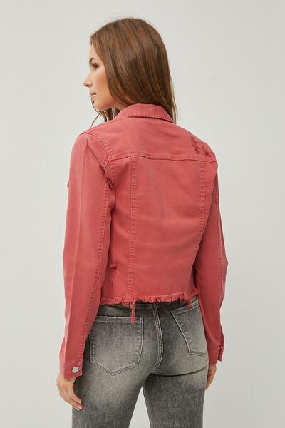 Chaqueta vaquera corta con botones y dobladillo sin rematar de RISEN