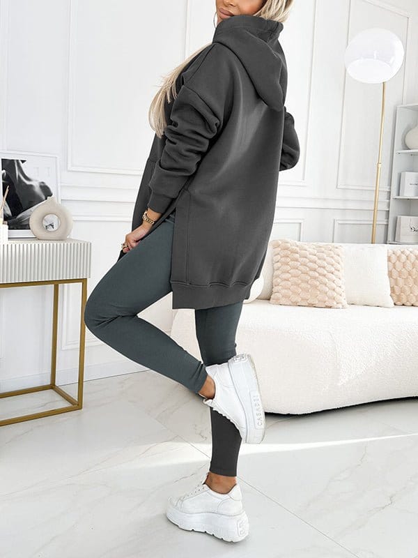 Aria - Plus Size  Solid Color Hoodie and Lined Leggings two-piece set