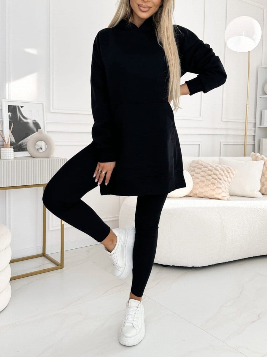 Aria - Plus Size  Solid Color Hoodie and Lined Leggings two-piece set