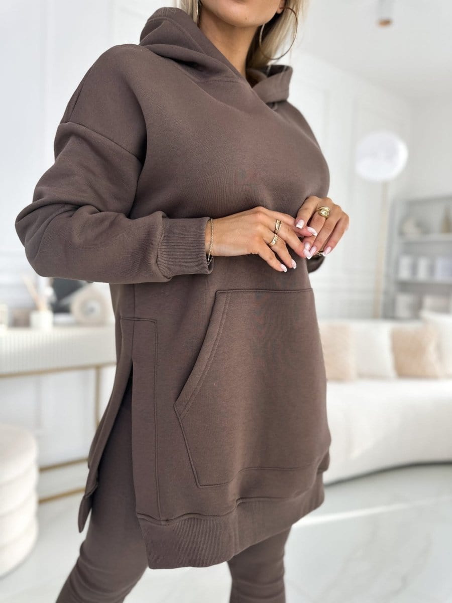 Aria - Plus Size  Solid Color Hoodie and Lined Leggings two-piece set