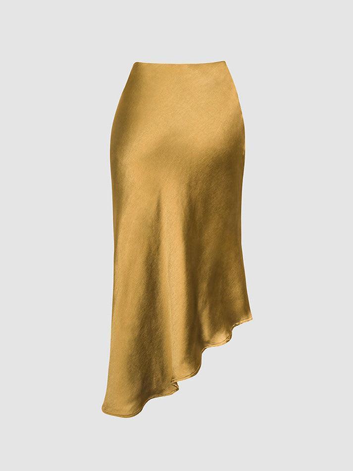 Asymmetric Hem Slit Button Deco Skirt - HouseofHalley