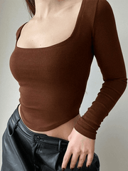 Asymmetric Long Sleeve Crop Top - HouseofHalley