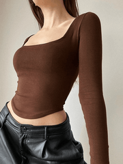 Asymmetric Long Sleeve Crop Top - HouseofHalley