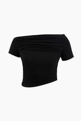 Asymmetric Ruched Front T-Shirt - HouseofHalley