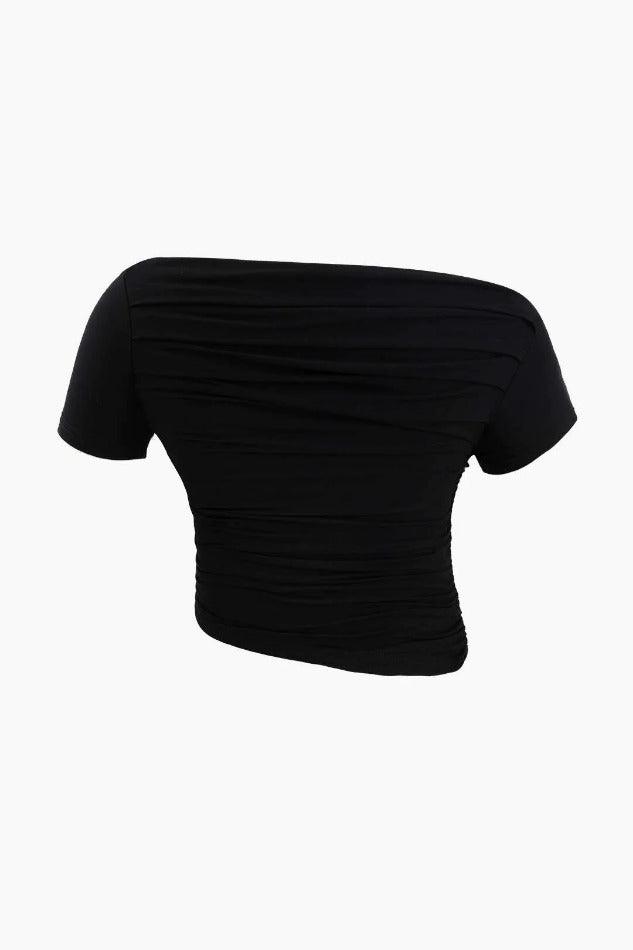 Asymmetric Ruched Front T-Shirt - HouseofHalley