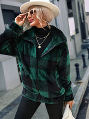 Karierte Jacke mit Reißverschlusskragen