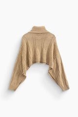 Turtle Neck Cape Sleeve Knit Crop Top