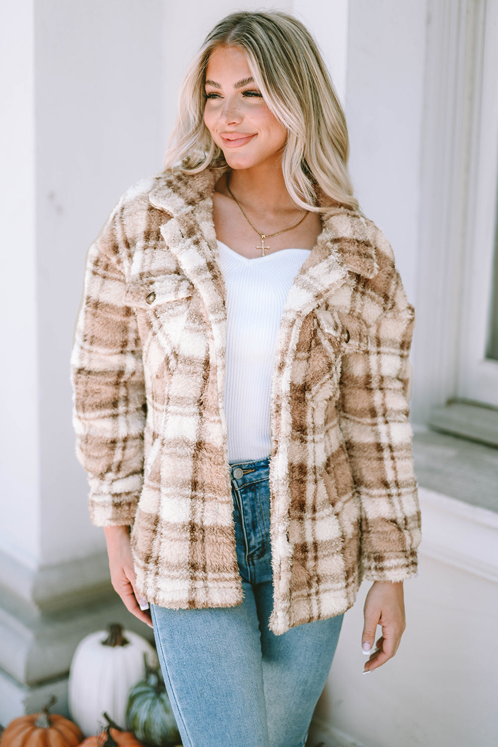 Karierte Jacke mit Kragen