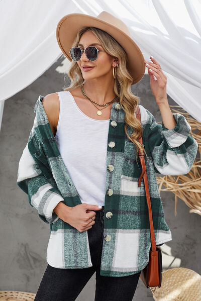 Karierte Jacke mit Knöpfen und überschnittenen Schultern