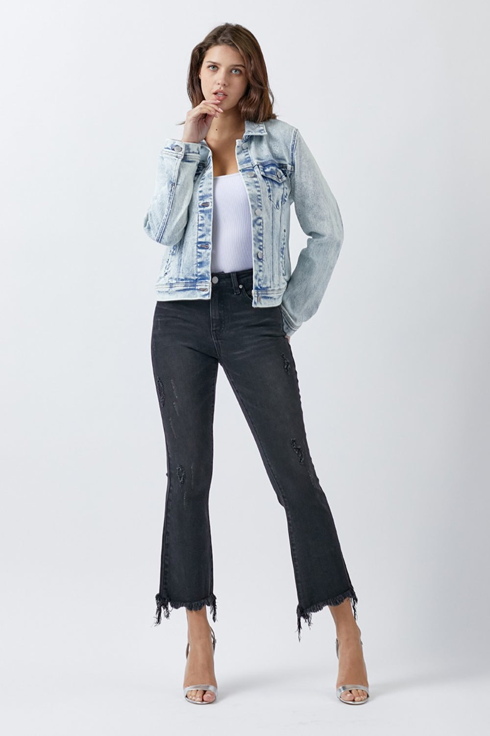 Chaqueta vaquera lavada con botones RISEN
