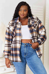 Double Take – Karierte Hemdjacke mit Knopfleiste vorne und Brusttaschen