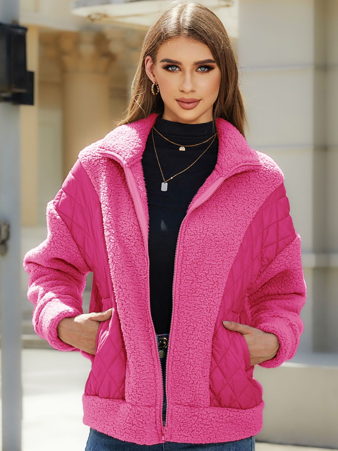 Chaqueta con cuello y cremallera