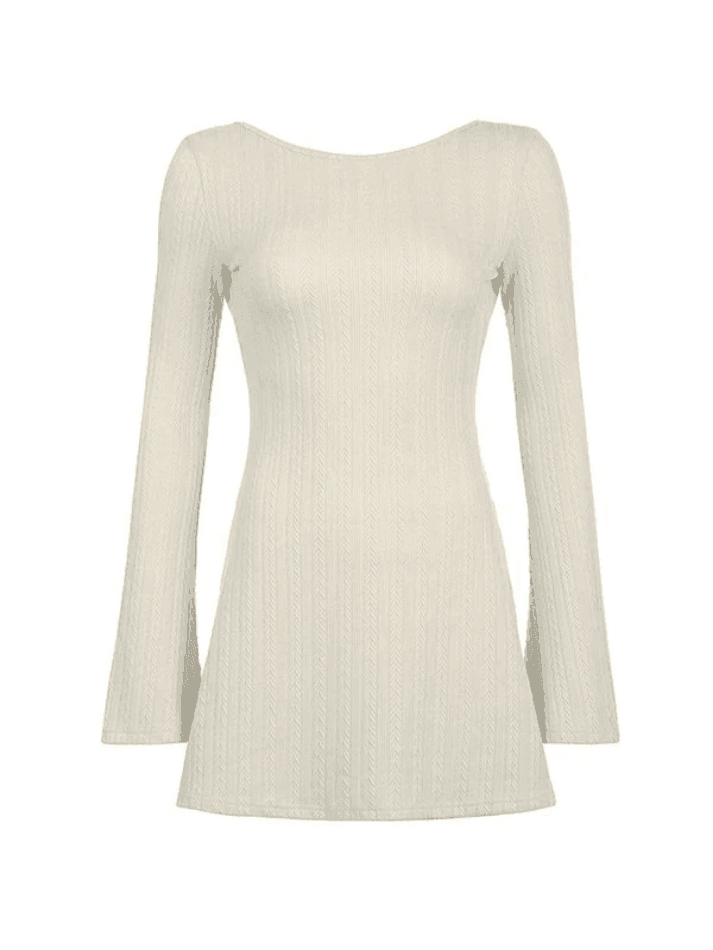 Backless Knitted Long Sleeve Mini Dress - HouseofHalley