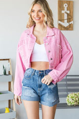 Chaqueta vaquera desgastada con botones y flecos de Veveret