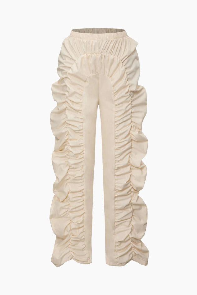 Solid Ruched Straight Leg Pants - HouseofHalley