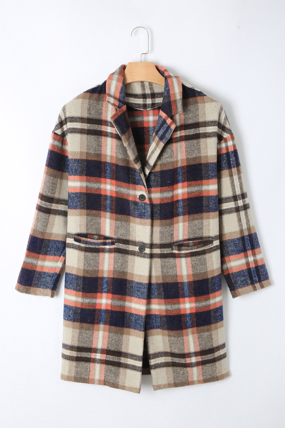 Karierte Longline-Jacke mit Taschen