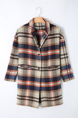 Karierte Longline-Jacke mit Taschen