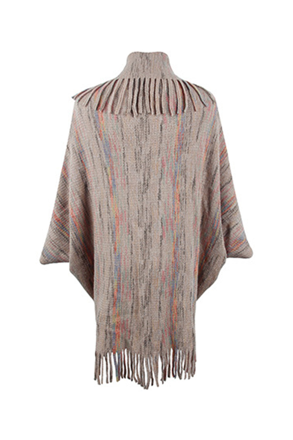 Poncho estampado con detalle de flecos
