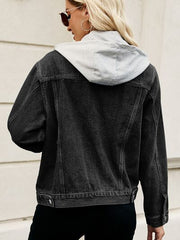 Jeansjacke mit Kapuze und Knopfleiste