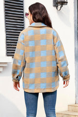 Karierte Hemdjacke mit Knopfleiste, Kragen und Schlitz