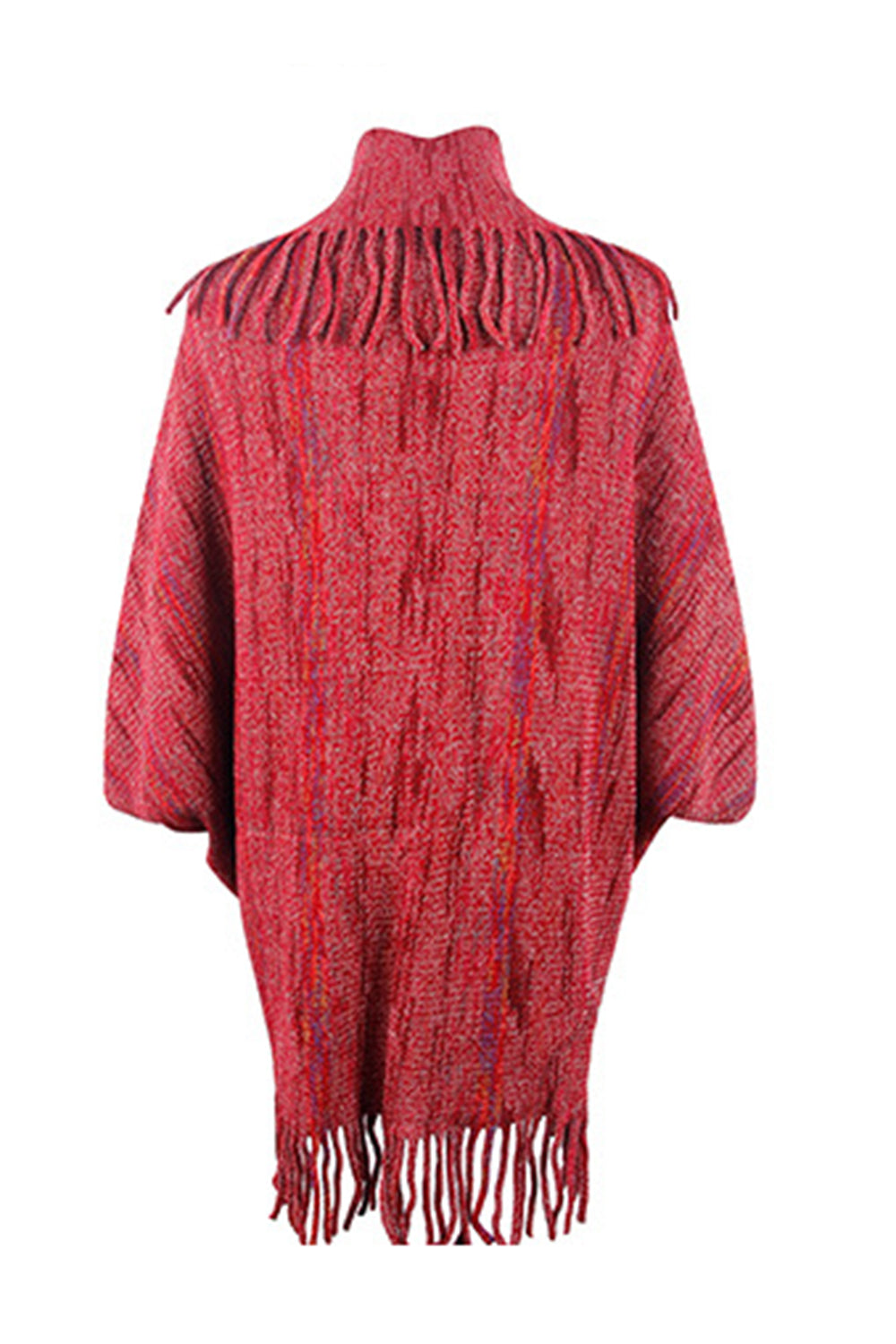 Poncho estampado con detalle de flecos