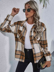 Karierte Jacke mit Button-Down-Kragen