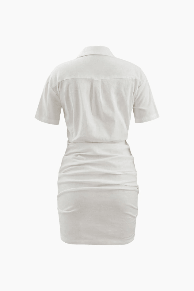 Chest Pocket Cut Out Mini Shirt Dress - HouseofHalley