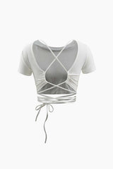 Cross Tie Back Short Sleeve T-Shirt - HouseofHalley