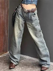 Low Rise Washed Wide Leg Jeans - HouseofHalley