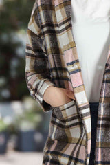 Karierte Longline-Jacke mit Taschen