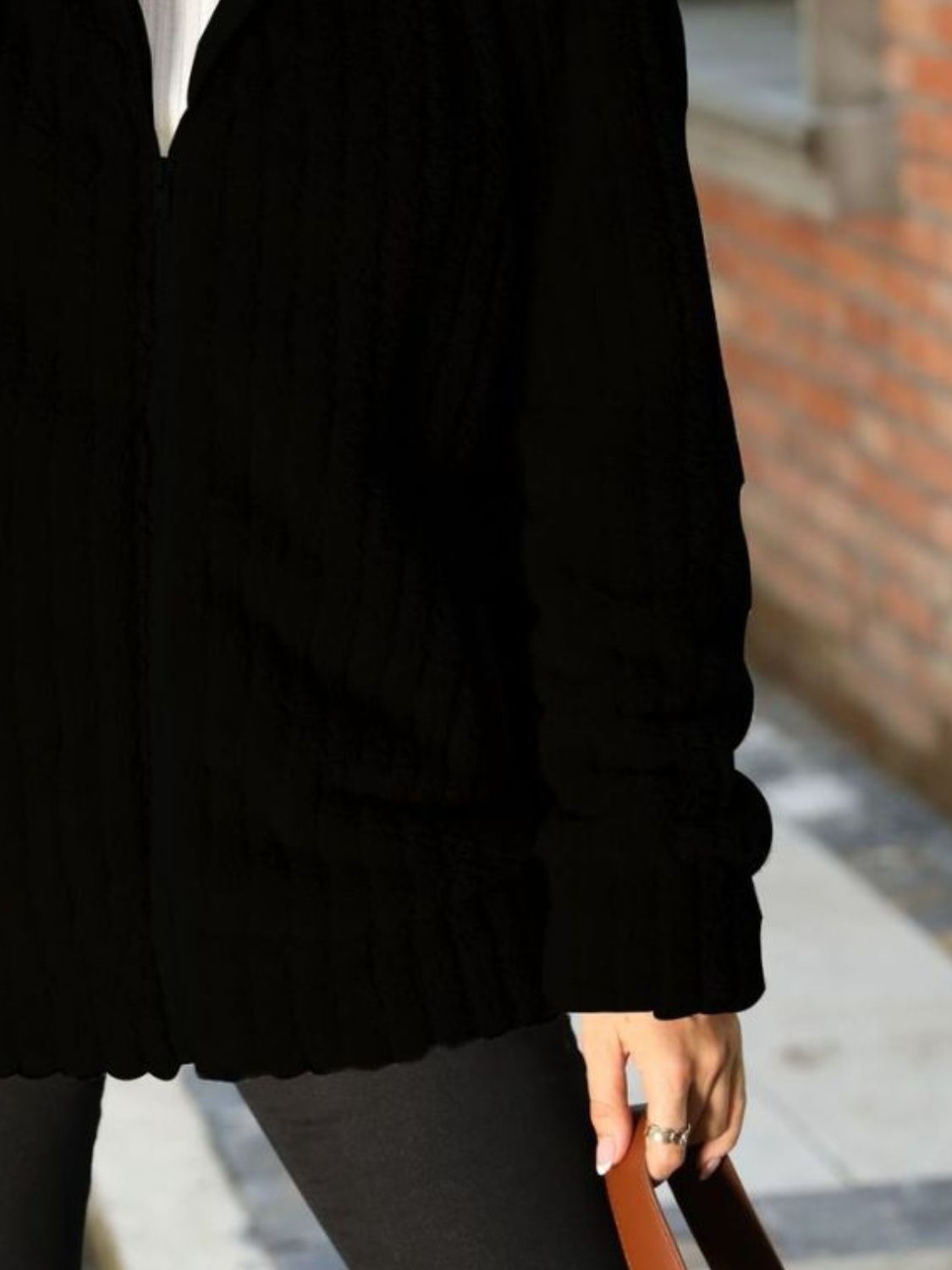 Gerippte Jacke mit Reißverschlusskragen