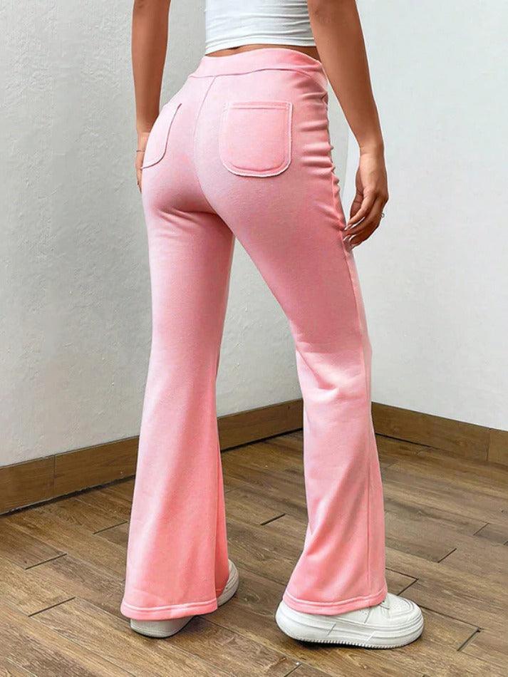 Solid Drawstring Flare Leg Pants - HouseofHalley