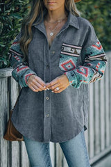 Jacke mit geometrischem Muster und überschnittenen Schultern