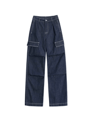 Dark Wash Baggy Cargo Jeans - HouseofHalley